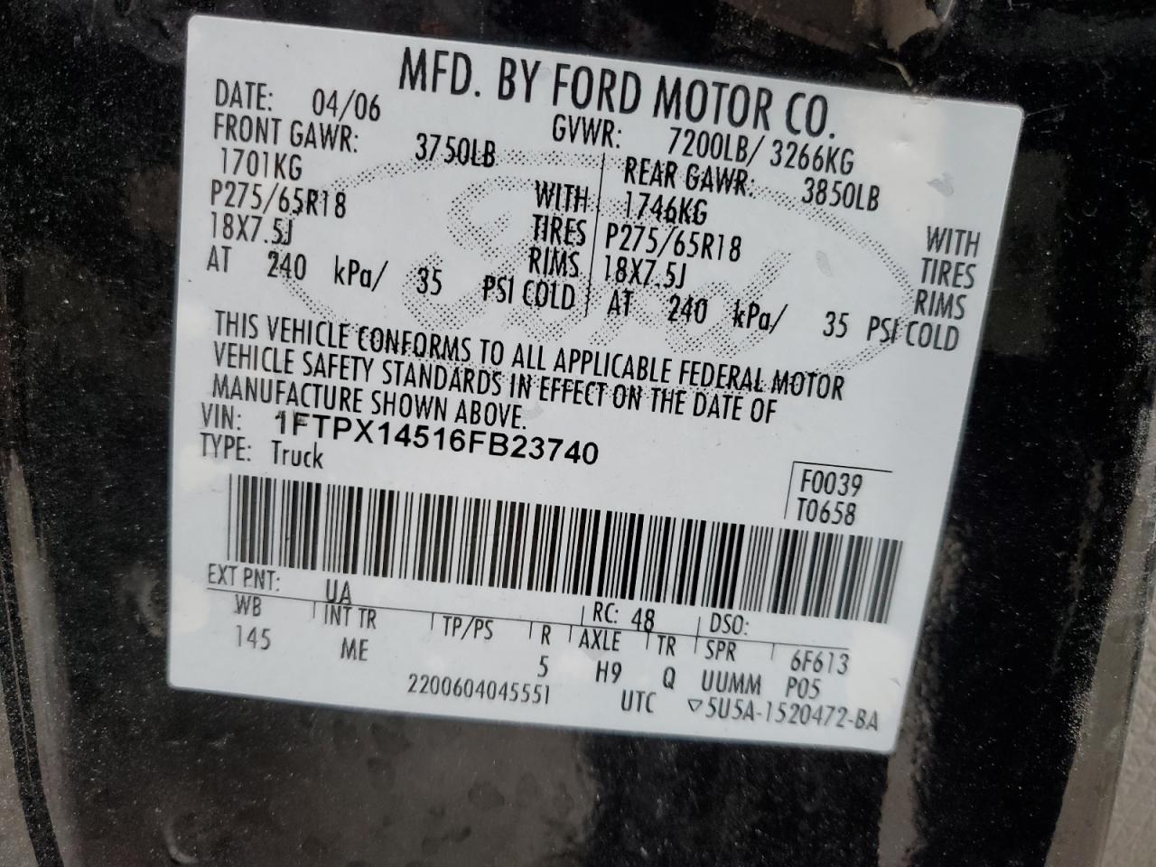 Photo 11 VIN: 1FTPX14516FB23740 - FORD F-150 