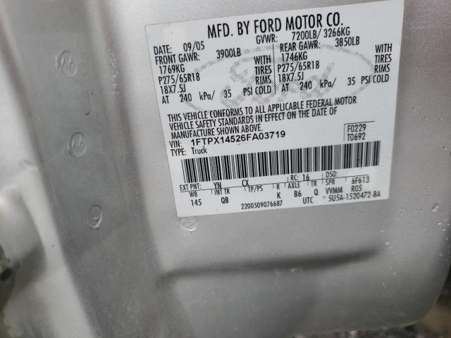 Photo 11 VIN: 1FTPX14526FA03719 - FORD F150 