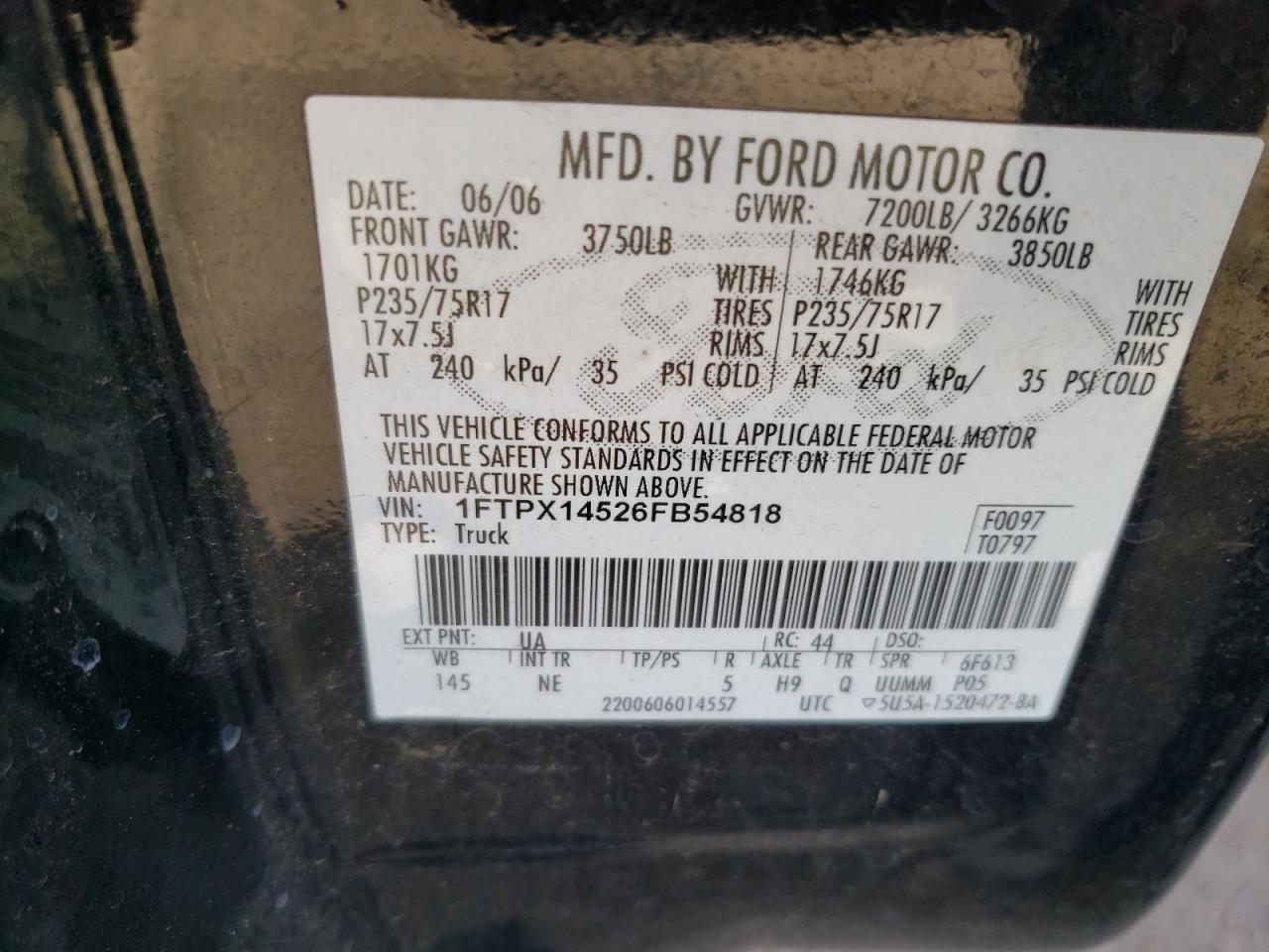 Photo 11 VIN: 1FTPX14526FB54818 - FORD F-150 