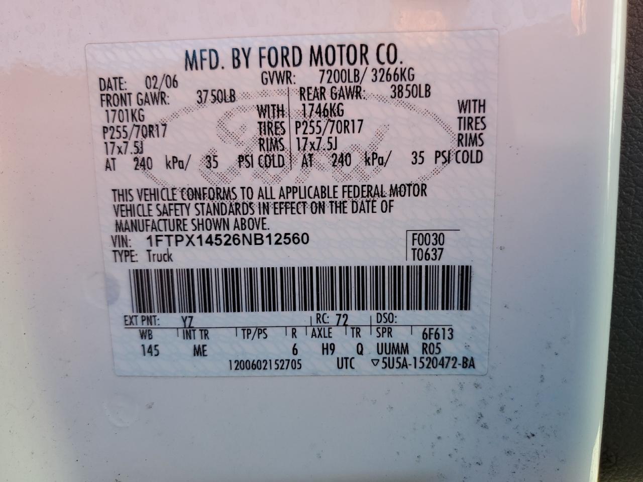 Photo 11 VIN: 1FTPX14526NB12560 - FORD F-150 