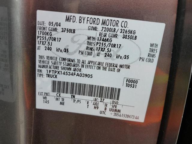 Photo 12 VIN: 1FTPX14534FA03905 - FORD F150 