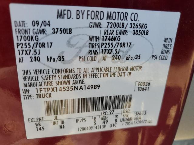 Photo 11 VIN: 1FTPX14535NA14989 - FORD F150 