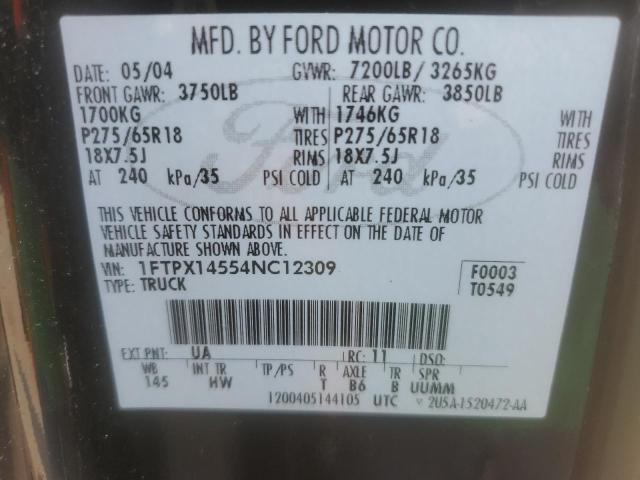 Photo 12 VIN: 1FTPX14554NC12309 - FORD F150 