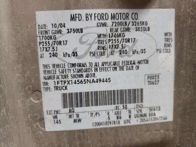 Photo 11 VIN: 1FTPX14565NA49445 - FORD F150 