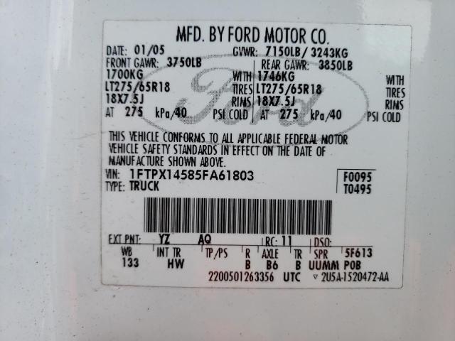 Photo 11 VIN: 1FTPX14585FA61803 - FORD F150 