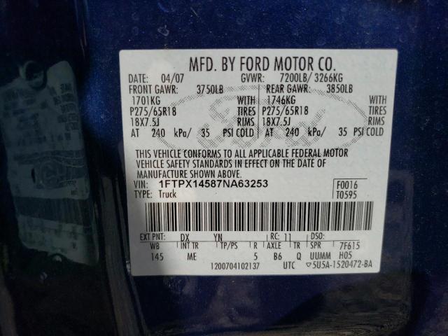 Photo 11 VIN: 1FTPX14587NA63253 - FORD F150 