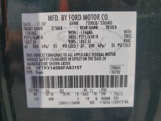 Photo 11 VIN: 1FTPX14588FA83157 - FORD F150 