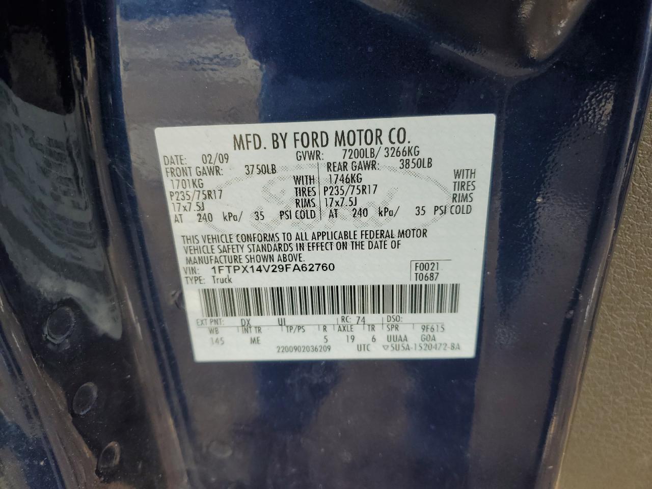 Photo 11 VIN: 1FTPX14V29FA62760 - FORD F-150 