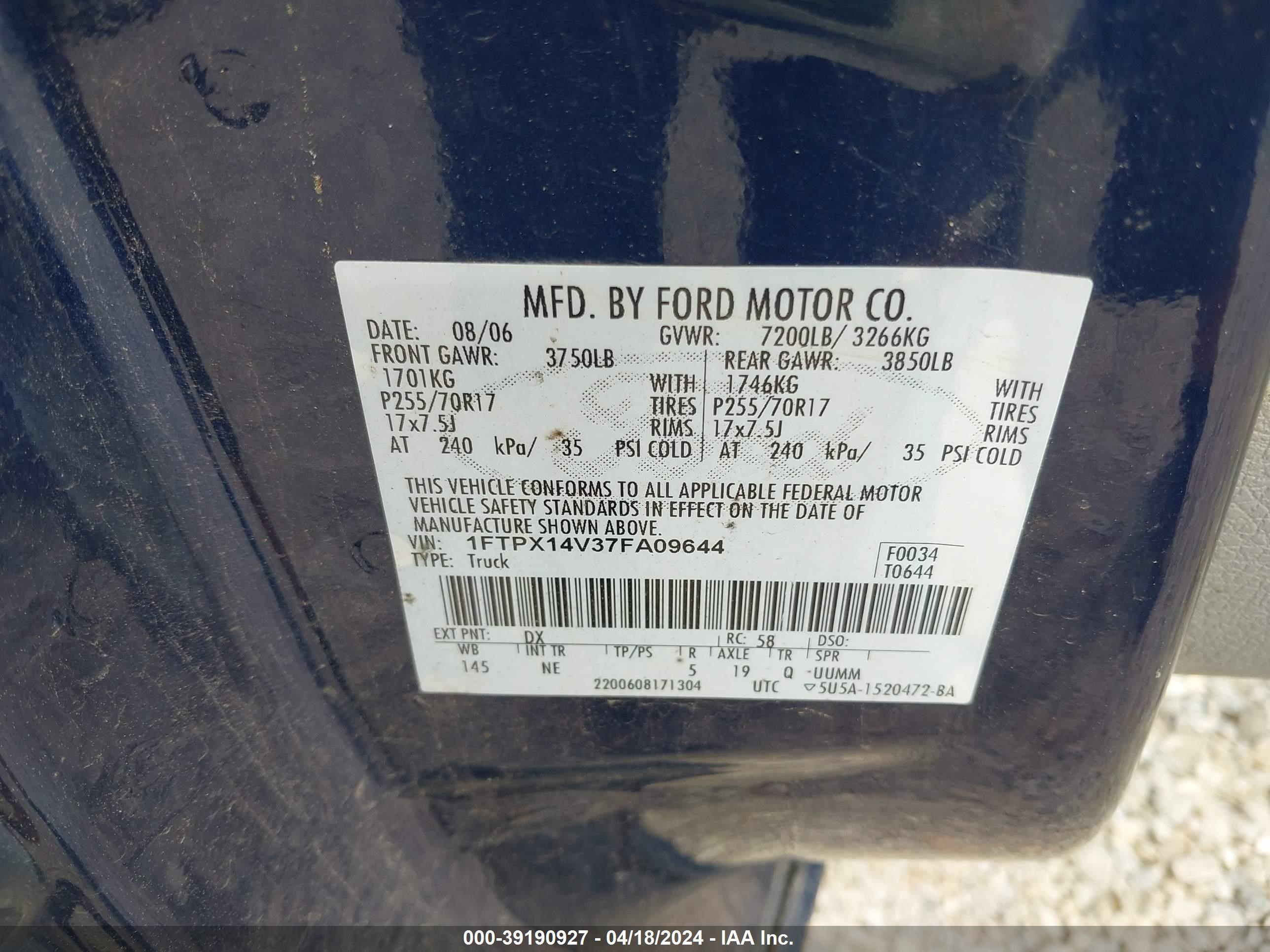 Photo 8 VIN: 1FTPX14V37FA09644 - FORD F-150 