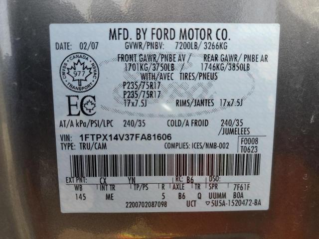 Photo 11 VIN: 1FTPX14V37FA81606 - FORD F150 