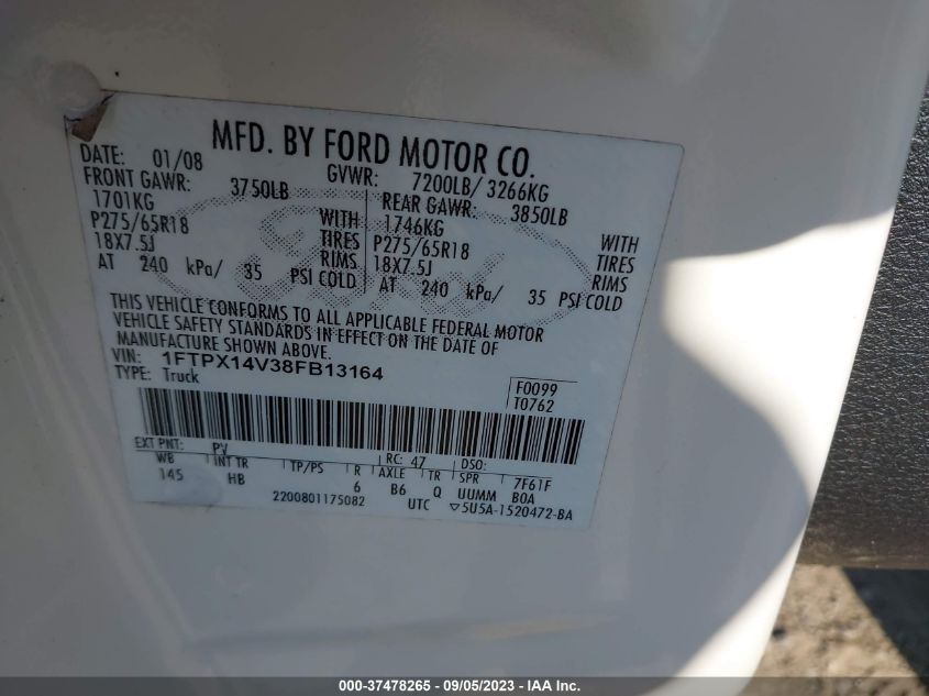 Photo 8 VIN: 1FTPX14V38FB13164 - FORD F-150 