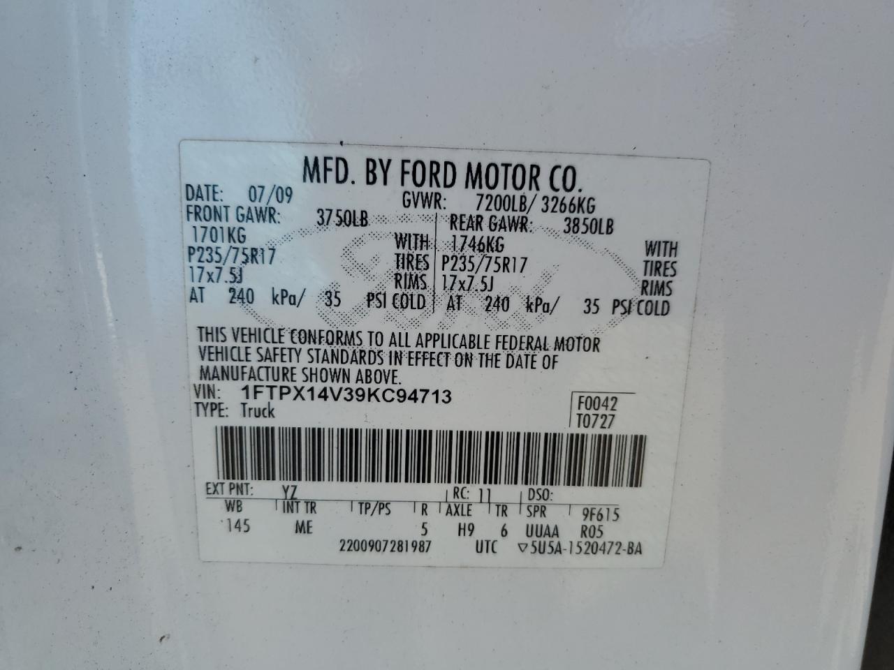 Photo 11 VIN: 1FTPX14V39KC94713 - FORD F-150 