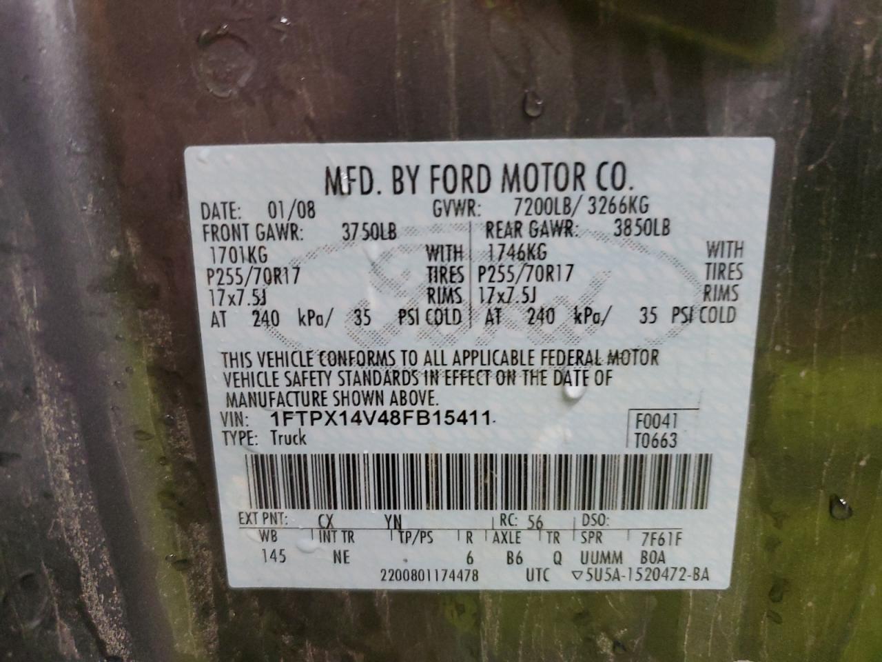 Photo 11 VIN: 1FTPX14V48FB15411 - FORD F-150 