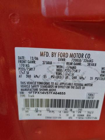 Photo 11 VIN: 1FTPX14V57FA64855 - FORD F150 