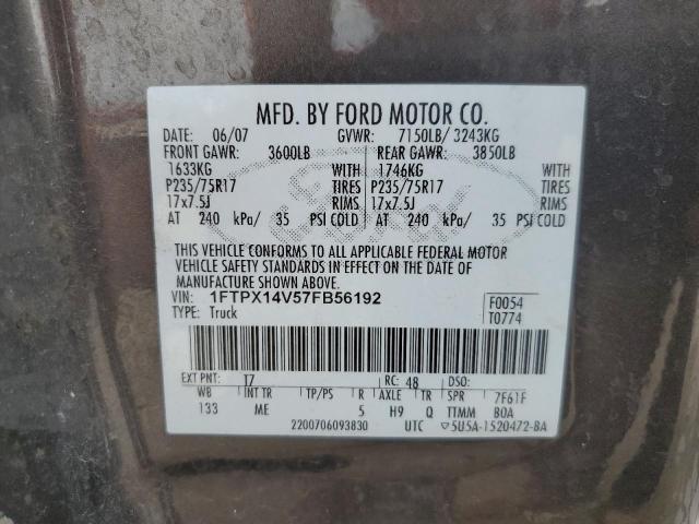 Photo 12 VIN: 1FTPX14V57FB56192 - FORD F150 