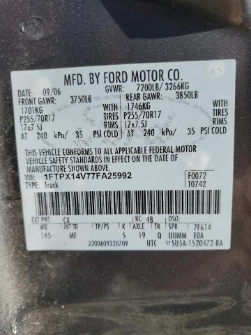 Photo 12 VIN: 1FTPX14V77FA25992 - FORD F150 