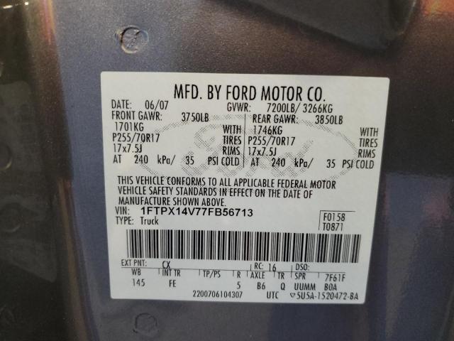 Photo 11 VIN: 1FTPX14V77FB56713 - FORD F150 