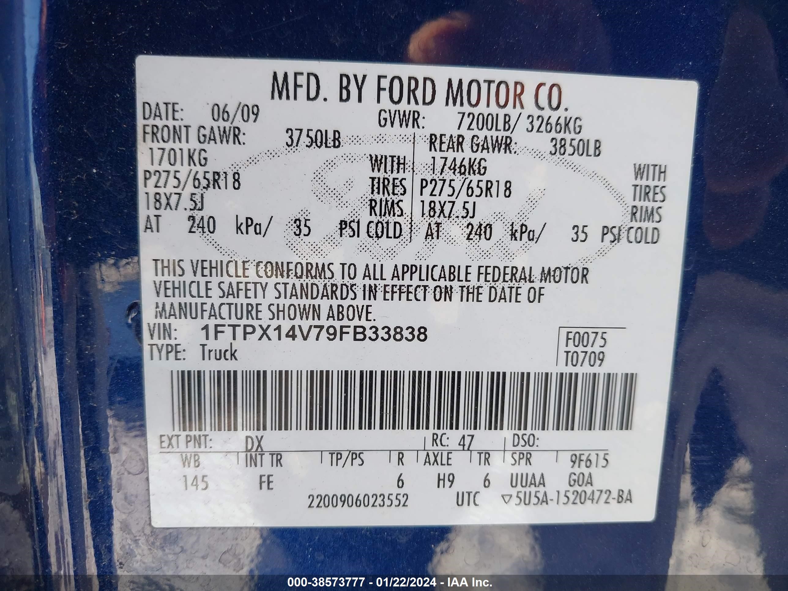 Photo 8 VIN: 1FTPX14V79FB33838 - FORD F-150 