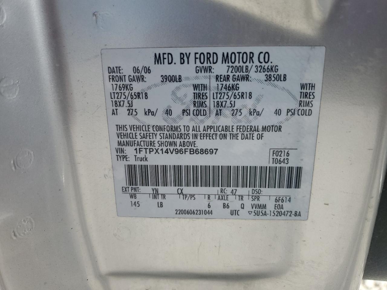 Photo 11 VIN: 1FTPX14V96FB68697 - FORD F-150 