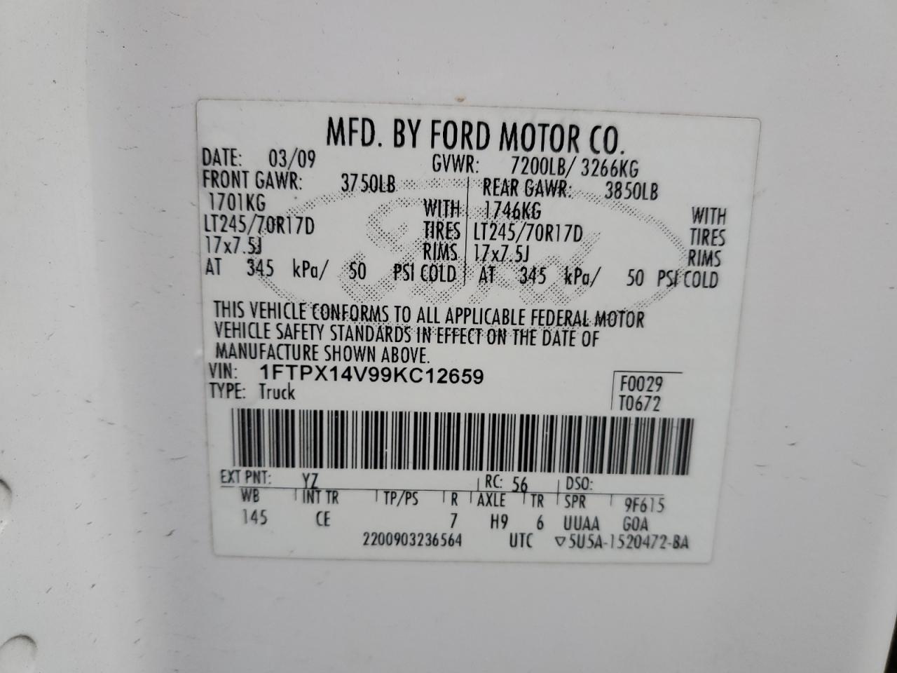 Photo 11 VIN: 1FTPX14V99KC12659 - FORD F-150 