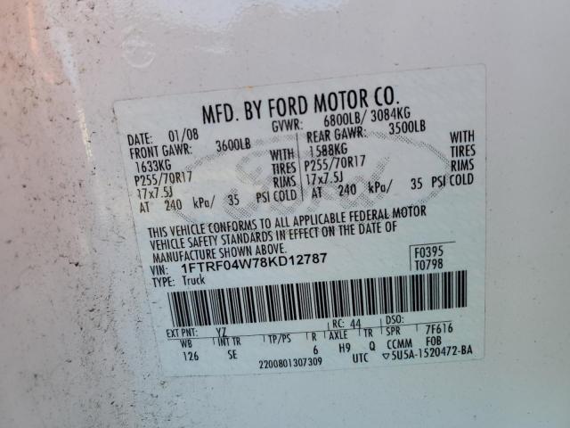 Photo 11 VIN: 1FTRF04W78KD12787 - FORD F150 