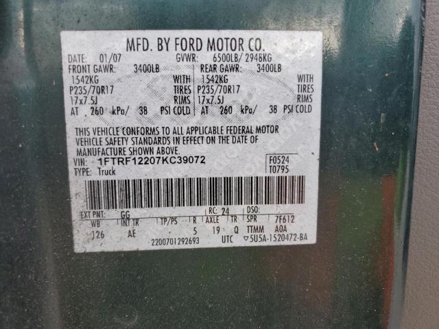 Photo 11 VIN: 1FTRF12207KC39072 - FORD F150 