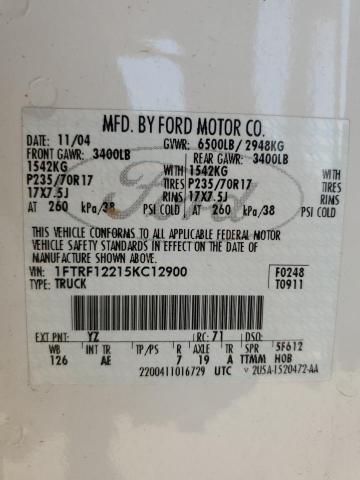 Photo 11 VIN: 1FTRF12215KC12900 - FORD F150 