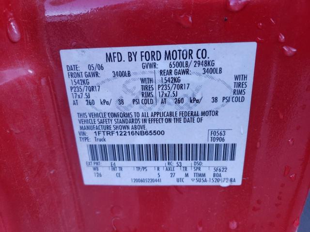 Photo 12 VIN: 1FTRF12216NB65500 - FORD F150 