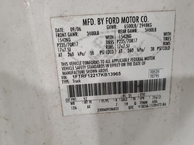 Photo 11 VIN: 1FTRF12217KB13965 - FORD F150 