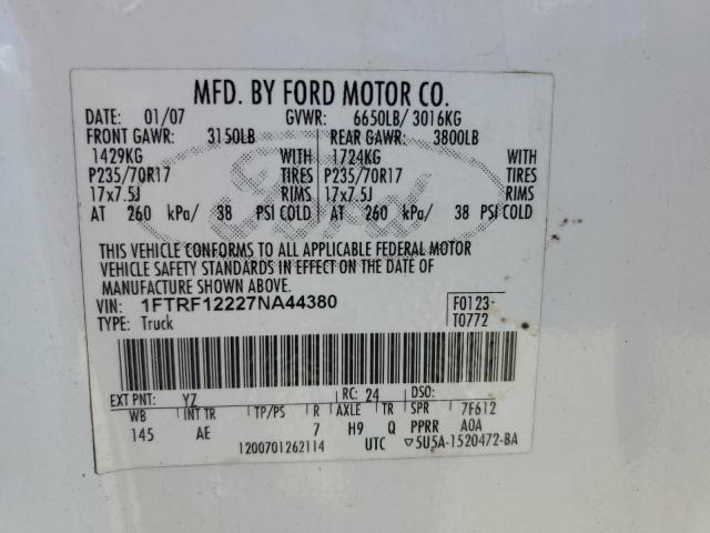 Photo 11 VIN: 1FTRF12227NA44380 - FORD F150 