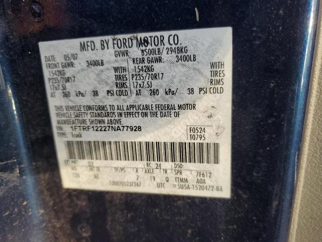 Photo 12 VIN: 1FTRF12227NA77928 - FORD F150 