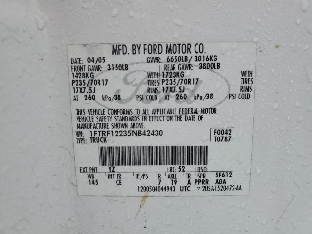 Photo 11 VIN: 1FTRF12235NB42430 - FORD F150 