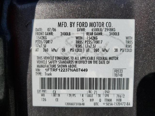 Photo 11 VIN: 1FTRF12237NA07449 - FORD F150 