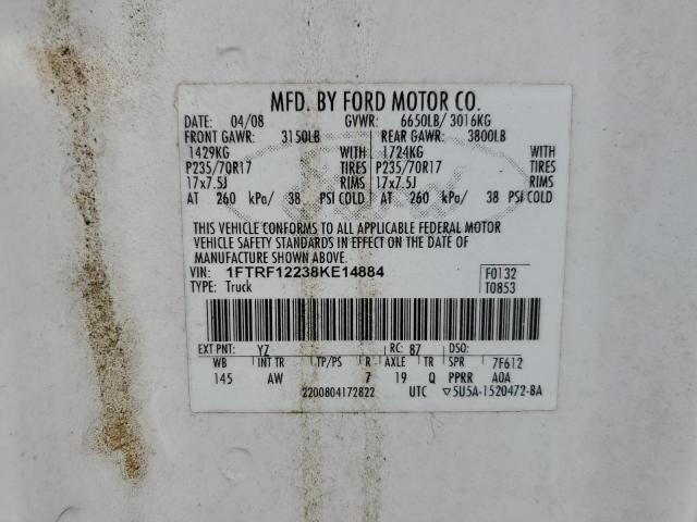 Photo 11 VIN: 1FTRF12238KE14884 - FORD F150 