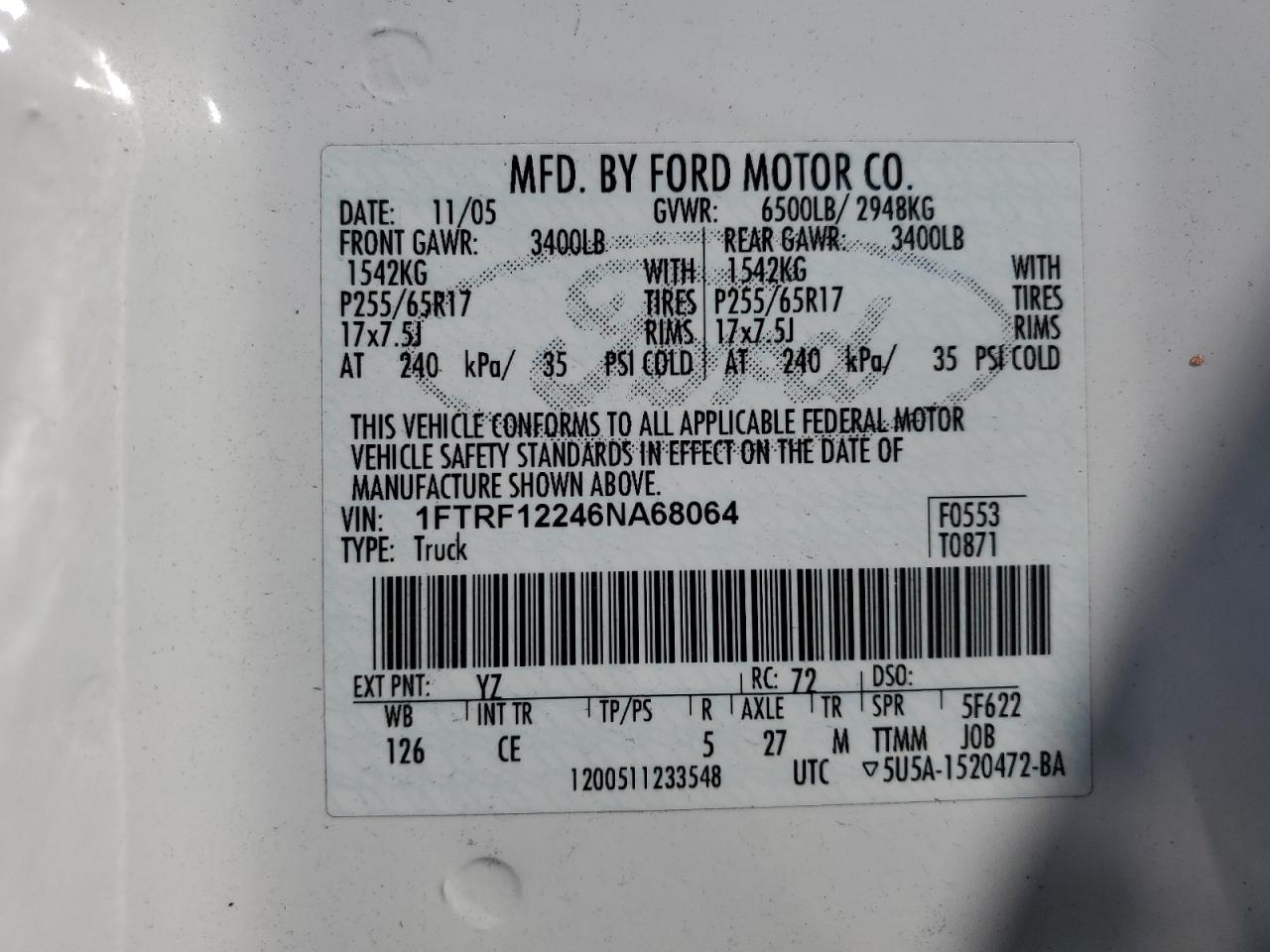 Photo 12 VIN: 1FTRF12246NA68064 - FORD F-150 