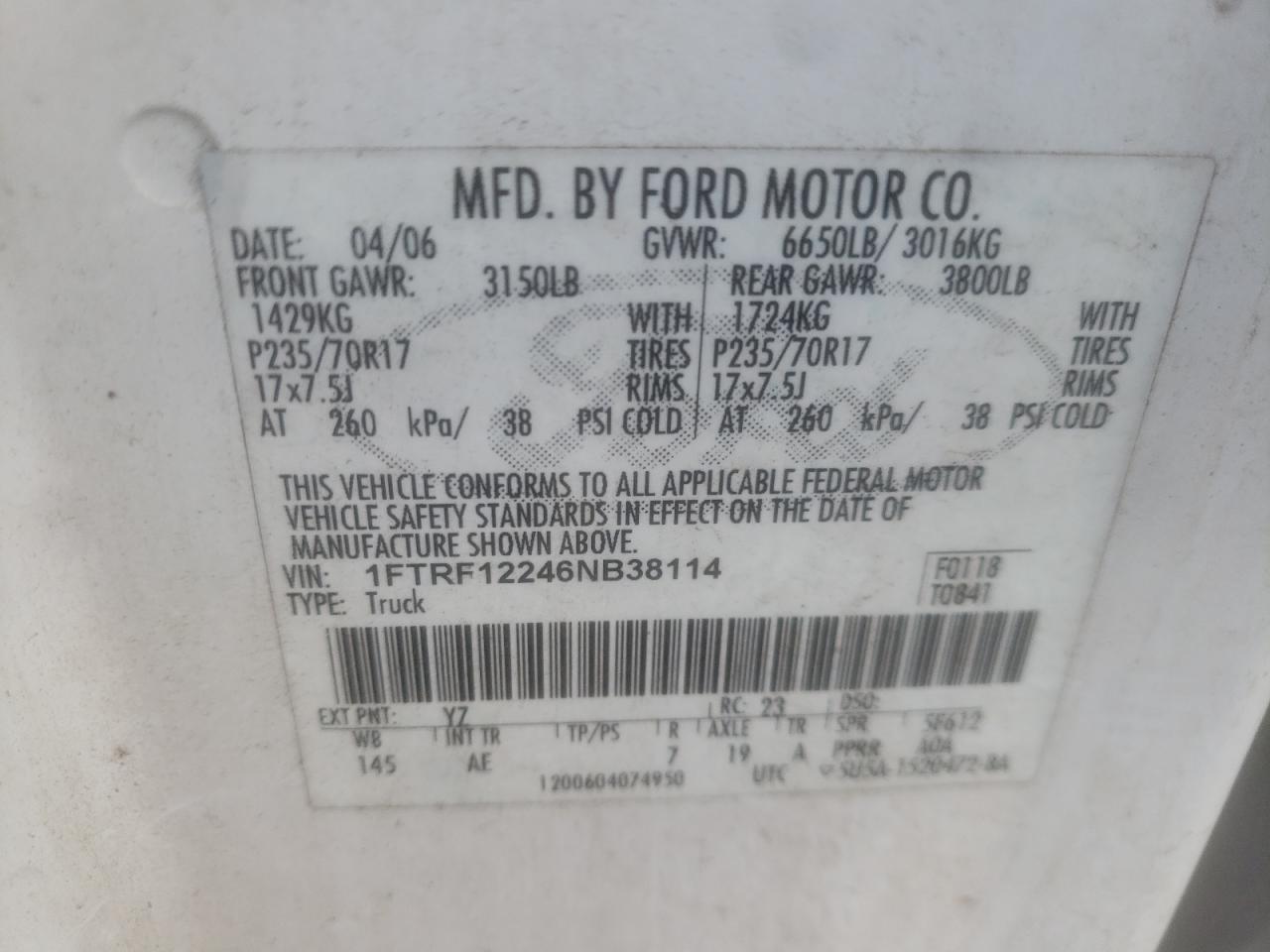 Photo 11 VIN: 1FTRF12246NB38114 - FORD F-150 