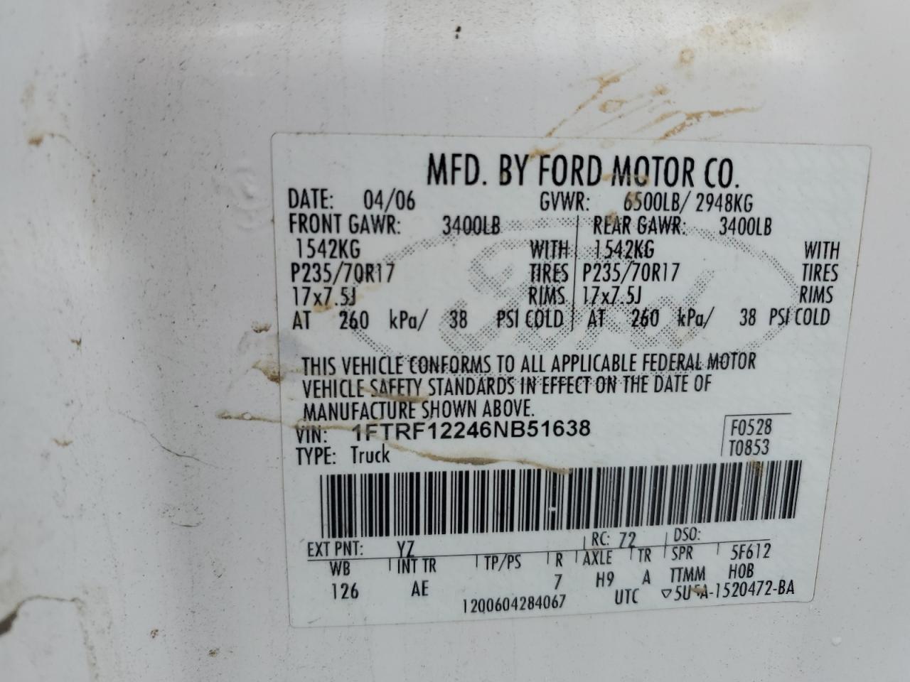 Photo 11 VIN: 1FTRF12246NB51638 - FORD F-150 