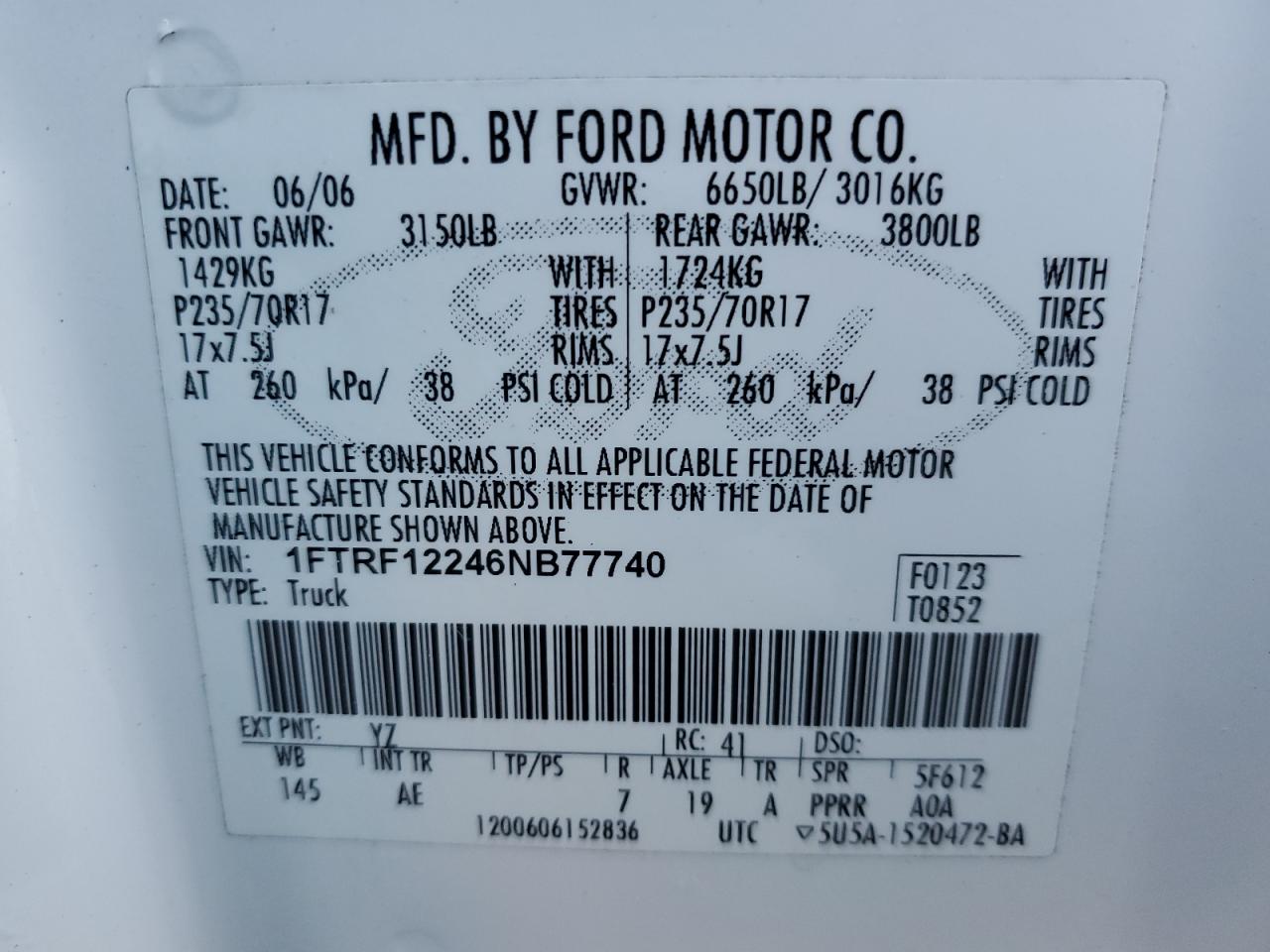 Photo 11 VIN: 1FTRF12246NB77740 - FORD F-150 