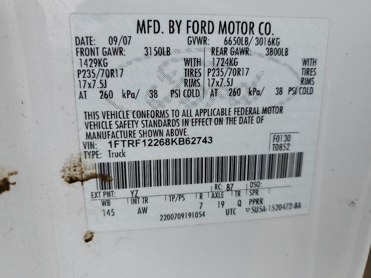 Photo 11 VIN: 1FTRF12268KB62743 - FORD F-150 