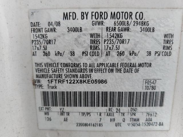 Photo 11 VIN: 1FTRF122X8KE05986 - FORD F150 