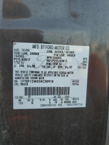 Photo 11 VIN: 1FTRF12W05KC00918 - FORD F150 