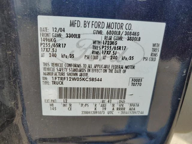 Photo 11 VIN: 1FTRF12W05KC58544 - FORD F150 