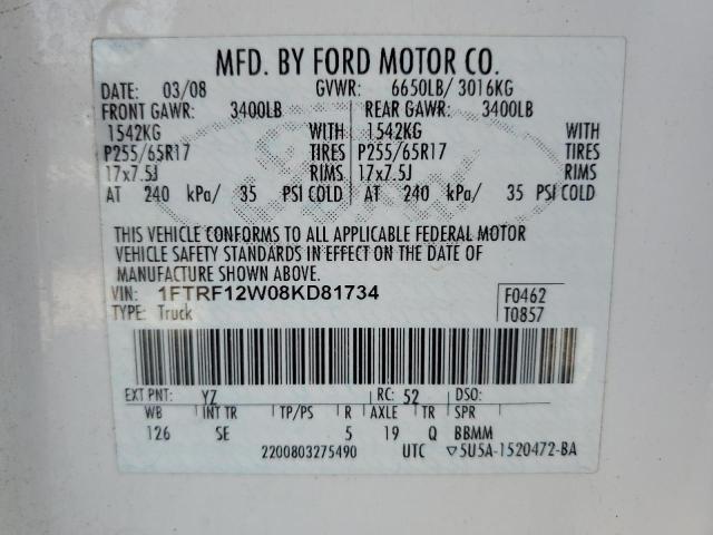 Photo 12 VIN: 1FTRF12W08KD81734 - FORD F150 