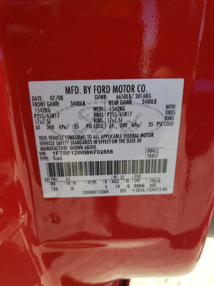 Photo 12 VIN: 1FTRF12W08KF02858 - FORD F-150 