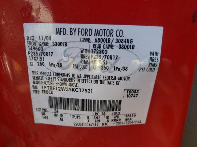 Photo 9 VIN: 1FTRF12W35KC17521 - FORD F150 