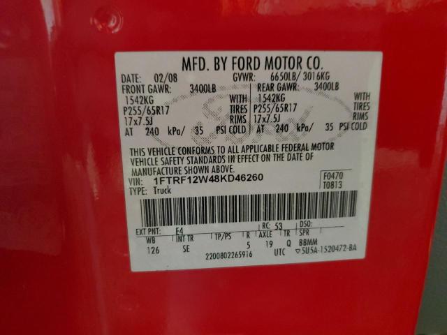 Photo 11 VIN: 1FTRF12W48KD46260 - FORD F150 