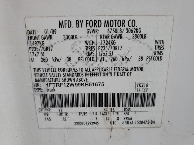 Photo 11 VIN: 1FTRF12W99KB51675 - FORD F150 