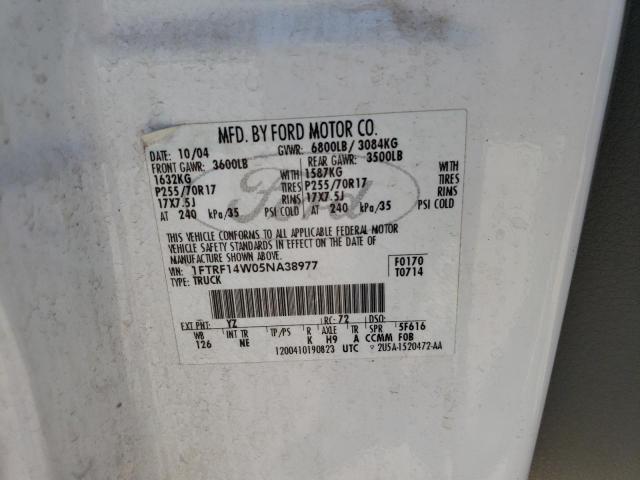 Photo 12 VIN: 1FTRF14W05NA38977 - FORD F150 