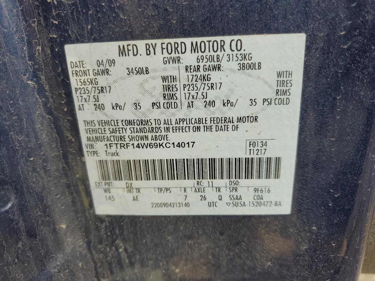 Photo 11 VIN: 1FTRF14W69KC14017 - FORD F-150 