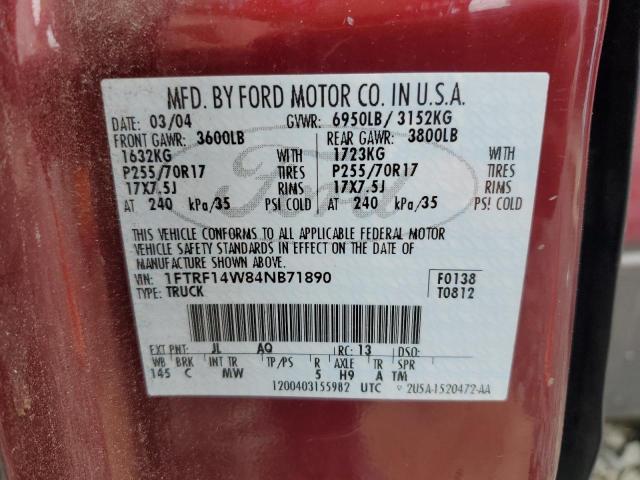 Photo 11 VIN: 1FTRF14W84NB71890 - FORD F150 